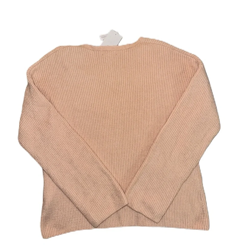 NEW Treasure & Bond Nordstrom M V-neck Pullover Sweater in Pink Ribbed knit - Picture 3 of 6